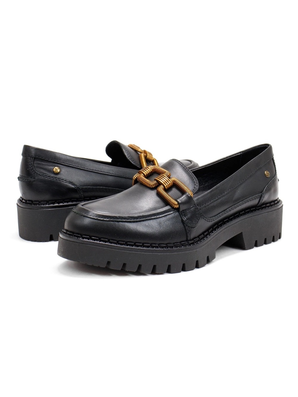 Pikolinos Aviles Black Leather Casual Chain Link Loafer Size 41 Shoe W6P-3742